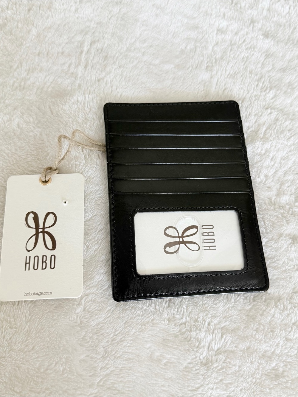 HOBO Euro Slide Black Leather Slim Card Holder Wallet